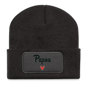 PAPUA. PAPA. VATERTAG. FROHER VATERTAG - Recycelte Patch Beanie - Dunkelgrau - Vorne