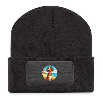 Cao De Castro Laboreiro Hunderasse Cartoon Kawaii - Recycelte Patch Beanie - Dunkelgrau - Vorne
