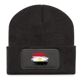 Ägypten Flagge used - Recycelte Patch Beanie - Dunkelgrau - Vorne