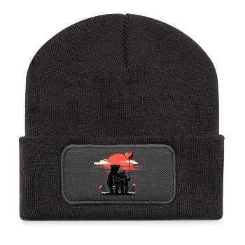 Bär in Liebe - Romantischer Sonnenuntergang - Recycelte Patch Beanie - Dunkelgrau - Vorne