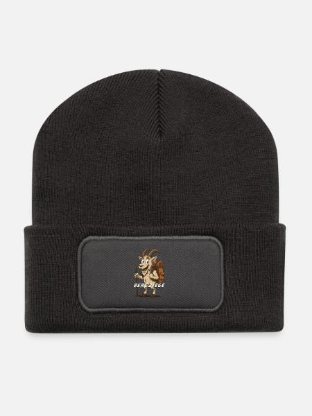 Bergziege mit Rucksack – lustiges wandershirt - Recycelte Patch Beanie - Dunkelgrau