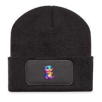 Gopher Buntes Aquarell Cartoon Kawaii Tier - Recycelte Patch Beanie - Dunkelgrau - Vorne
