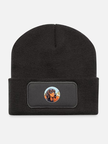 Andalusischer Jagdhund Rasse Cartoon Kawaii Watercol - Recycelte Patch Beanie - Dunkelgrau