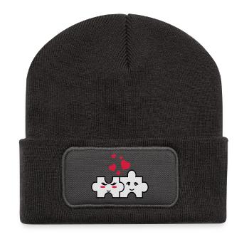 Puzzle-Paar - Recycelte Patch Beanie - Dunkelgrau - Vorne