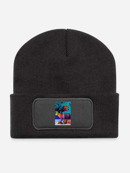 bunte Kuh - Recycelte Patch Beanie - Dunkelgrau