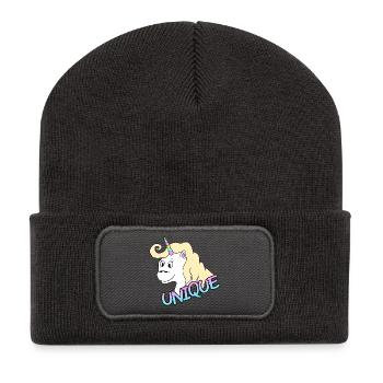 Einzigartiges Einhorn - Recycelte Patch Beanie - Dunkelgrau - Vorne