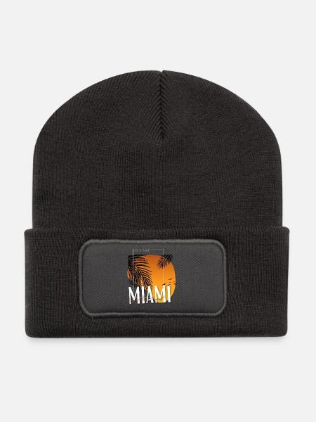 MIAMI - Recycelte Patch Beanie - Dunkelgrau