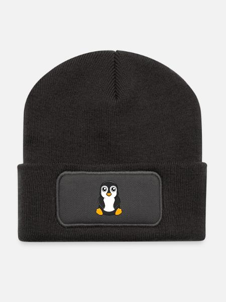 pinguin - Recycelte Patch Beanie - Dunkelgrau