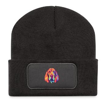 Bluthund Hunderasse Aquarell Karikatur Kawaii Col - Recycelte Patch Beanie - Dunkelgrau - Vorne