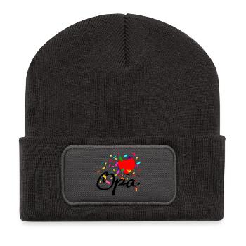 Opa Konfetti - Recycelte Patch Beanie - Dunkelgrau - Vorne