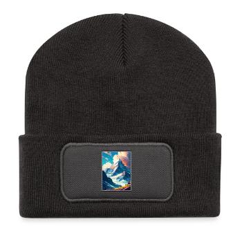 Eiger Schweiz Vintage Reiseposter Souvenir - Recycelte Patch Beanie - Dunkelgrau - Vorne