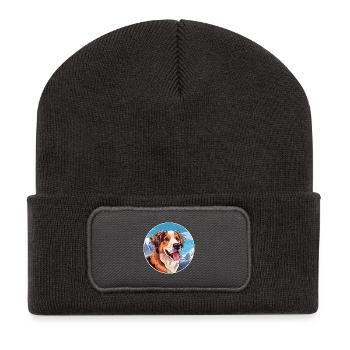 Akbash Hunderasse Karikatur Kawaii Aquarell - Recycelte Patch Beanie - Dunkelgrau - Vorne