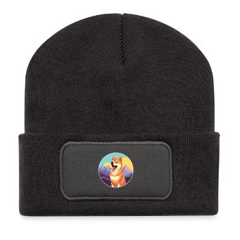 Neuguinea singende Hunderasse Cartoon Kawaii Waterc - Recycelte Patch Beanie - Dunkelgrau - Vorne