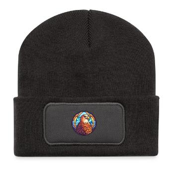 Hawk Buntes Buntes Cartoon-Kawaii-Tier - Recycelte Patch Beanie - Dunkelgrau - Vorne