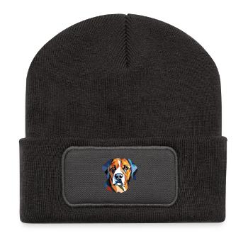 Braque Dauvergne Hunderasse Aquarell Illustration - Recycelte Patch Beanie - Dunkelgrau - Vorne