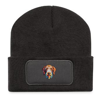 Istrische Drahthaar-Jagdhund-Rasse Aquarell - Recycelte Patch Beanie - Dunkelgrau - Vorne