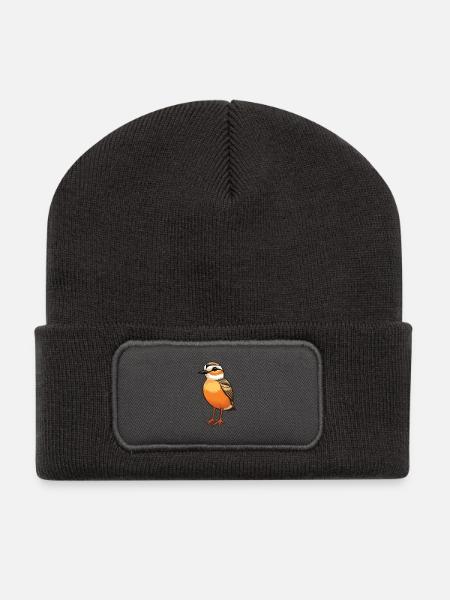 Dotterel Karikatur Kawaii Aquarell Illustration - Recycelte Patch Beanie - Dunkelgrau