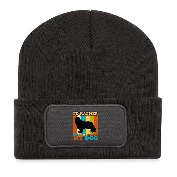 Cavalier King Charles Spaniel Hund Silhouette - Recycelte Patch Beanie - Dunkelgrau - Vorne