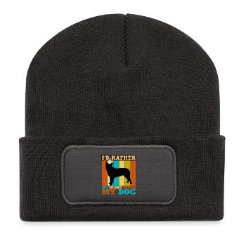 Blue Heeler Dog Lover Silhouette Vintage Sunset - Recycelte Patch Beanie - Dunkelgrau - Vorne