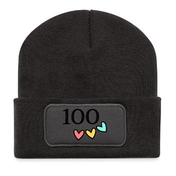 100. 100 JAHRE. 100-JÄHRIGES JUBILÄUM. 100. GEBURTSTAG - Recycelte Patch Beanie - Dunkelgrau - Vorne