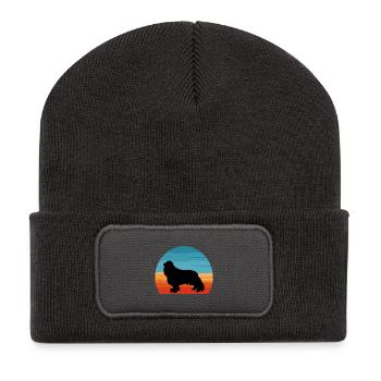 Cavalier King Charles Spaniel Hund Silhouette - Recycelte Patch Beanie - Dunkelgrau - Vorne