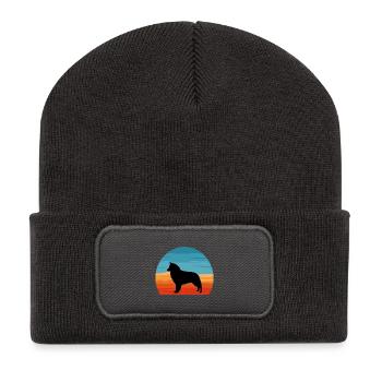 Belgischer Schäferhund Groenendael Hund Silhouette Retro - Recycelte Patch Beanie - Dunkelgrau - Vorne