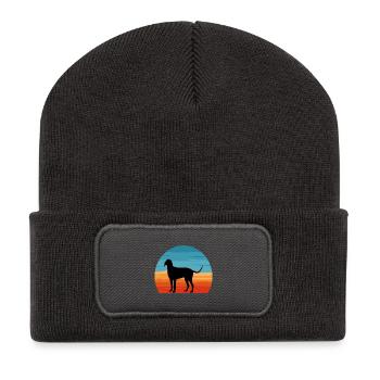 Billy Dog Silhouette Vintage Sonnenuntergang für Hundeliebhaber - Recycelte Patch Beanie - Dunkelgrau - Vorne