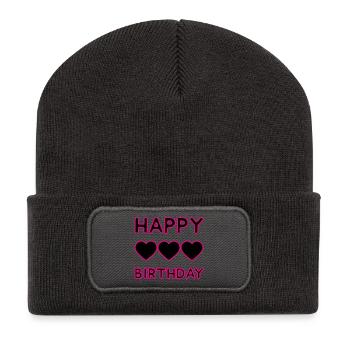 ALLES GUTE ZUM GEBURTSTAG. JAHRESTAG. - Recycelte Patch Beanie - Dunkelgrau - Vorne
