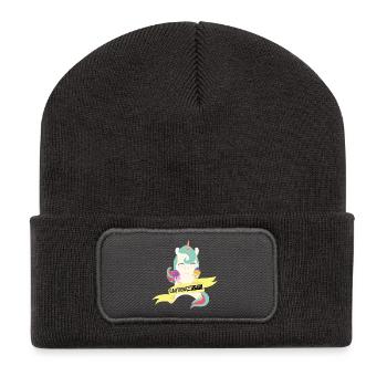Caution Extremely Sweet - Einhorn mit Eis - Recycelte Patch Beanie - Dunkelgrau - Vorne