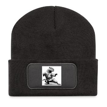 Kung-Fu-Wasserschwein - Recycelte Patch Beanie - Dunkelgrau - Vorne