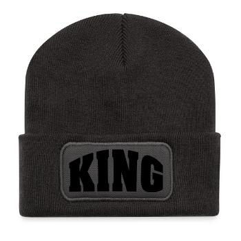 KING - Recycelte Patch Beanie - Dunkelgrau - Vorne