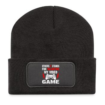Gaming Videogame Motiv Computer Video Game Design - Recycelte Patch Beanie - Dunkelgrau - Vorne