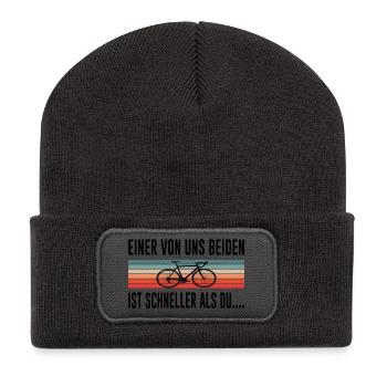 Fahrrad cooler Spruch - Recycelte Patch Beanie - Dunkelgrau - Vorne