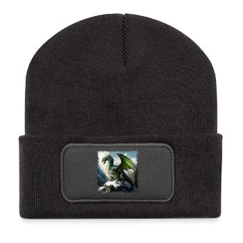 Fantasy Dragon - Recycelte Patch Beanie - Dunkelgrau - Vorne