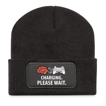 Charging Please Wait Gaming Game Computerspiel - Recycelte Patch Beanie - Dunkelgrau - Vorne