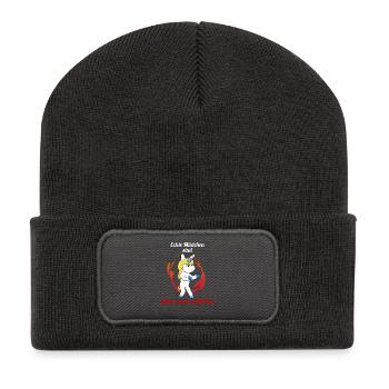Echte Mädchen Wing Chun Kämpfer Wing Chun Spruch L - Recycelte Patch Beanie - Dunkelgrau - Vorne