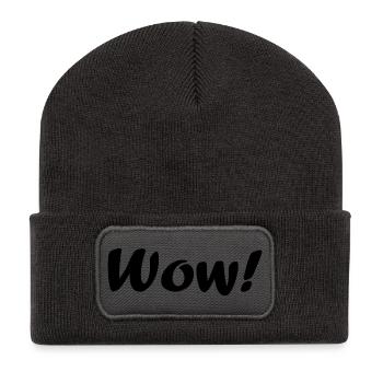wow - Recycelte Patch Beanie - Dunkelgrau - Vorne