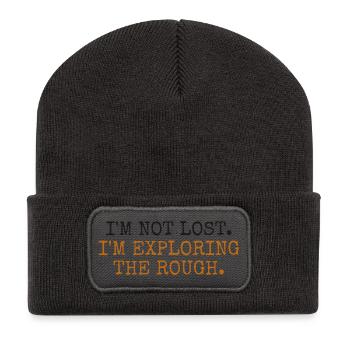 Ich bin nicht verloren, ich erkunde das Raue - Recycelte Patch Beanie - Dunkelgrau - Vorne