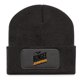  Bungee Jumper Geschenkidee, Bungy Jumps, Bungee - Recycelte Patch Beanie - Dunkelgrau - Vorne