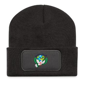 Frieden für alle – Algerien - Recycelte Patch Beanie - Dunkelgrau - Vorne