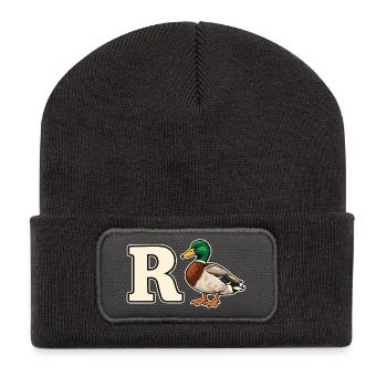 R Ente Lustiges Rentenmotiv - Recycelte Patch Beanie - Dunkelgrau - Vorne