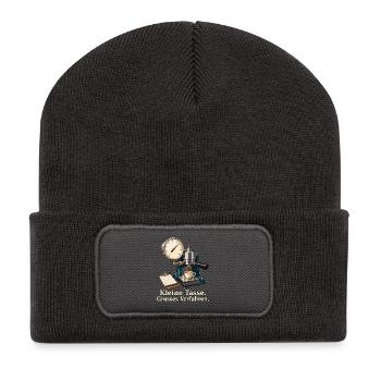 Kleine Tasse. Grosses Verfahren. – Espresso-Prüfst - Recycelte Patch Beanie - Dunkelgrau - Vorne