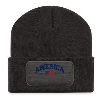 Amerikanische Flagge USA Vereinigte Staaten von Amerika US 4. - Recycelte Patch Beanie - Dunkelgrau - Vorne