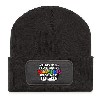 Buntstifte Regenbogen Zitat - Recycelte Patch Beanie - Dunkelgrau - Vorne