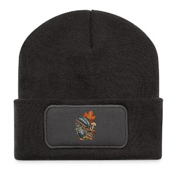 Asselwald – kleine Welt im Moos - Recycelte Patch Beanie - Dunkelgrau - Vorne