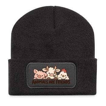 Animals Are Friends Farm Animals - Recycelte Patch Beanie - Dunkelgrau - Vorne