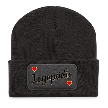 Logopädie - Recycelte Patch Beanie - Dunkelgrau - Vorne