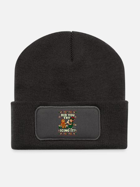 Weihnachten Pflege Lebkuchen Humor Pflege - Recycelte Patch Beanie - Dunkelgrau