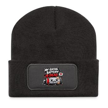 My Social Battery Is Dead – Funny Sarcasm - Recycelte Patch Beanie - Dunkelgrau - Vorne