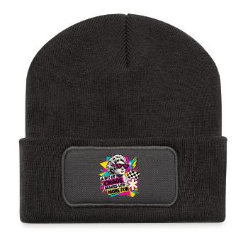 Ein bisschen Chaos - Recycelte Patch Beanie - Dunkelgrau - Vorne